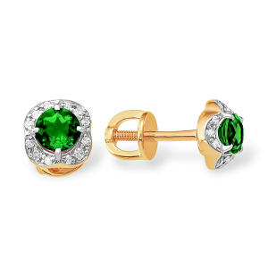 Серьги из золота 585 пробы с изумрудом EFREMOV С13815058