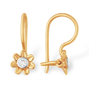 Серьги из золота 585 пробы с фианитом EFREMOV С13212690