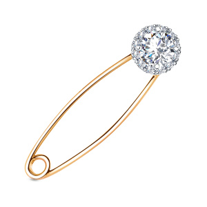 Брошь из золота 585 пробы с фианитом SANIS 01-615181