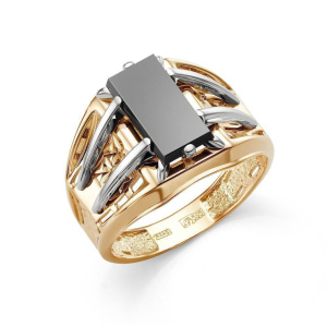 Кольцо из золота 585 пробы с ониксом КАРАВАЕВСКАЯ ЮВЕЛИРНАЯ ФАБРИКА 51-0053