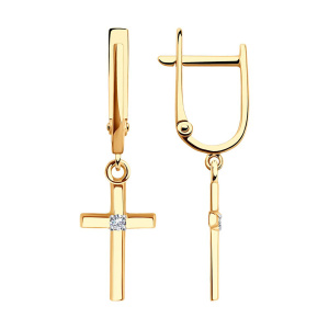 Серьги из золота 585 пробы с фианитом SOKOLOV 51-121-02598-1