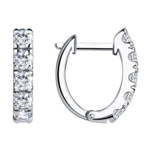 Серьги из серебра 925 пробы с фианитом SOKOLOV 94025232