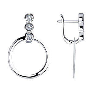 Серьги из серебра 925 пробы с фианитом SOKOLOV 94023556
