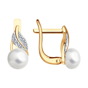 Серьги из золота 585 пробы с жемчугом SOKOLOV 792394