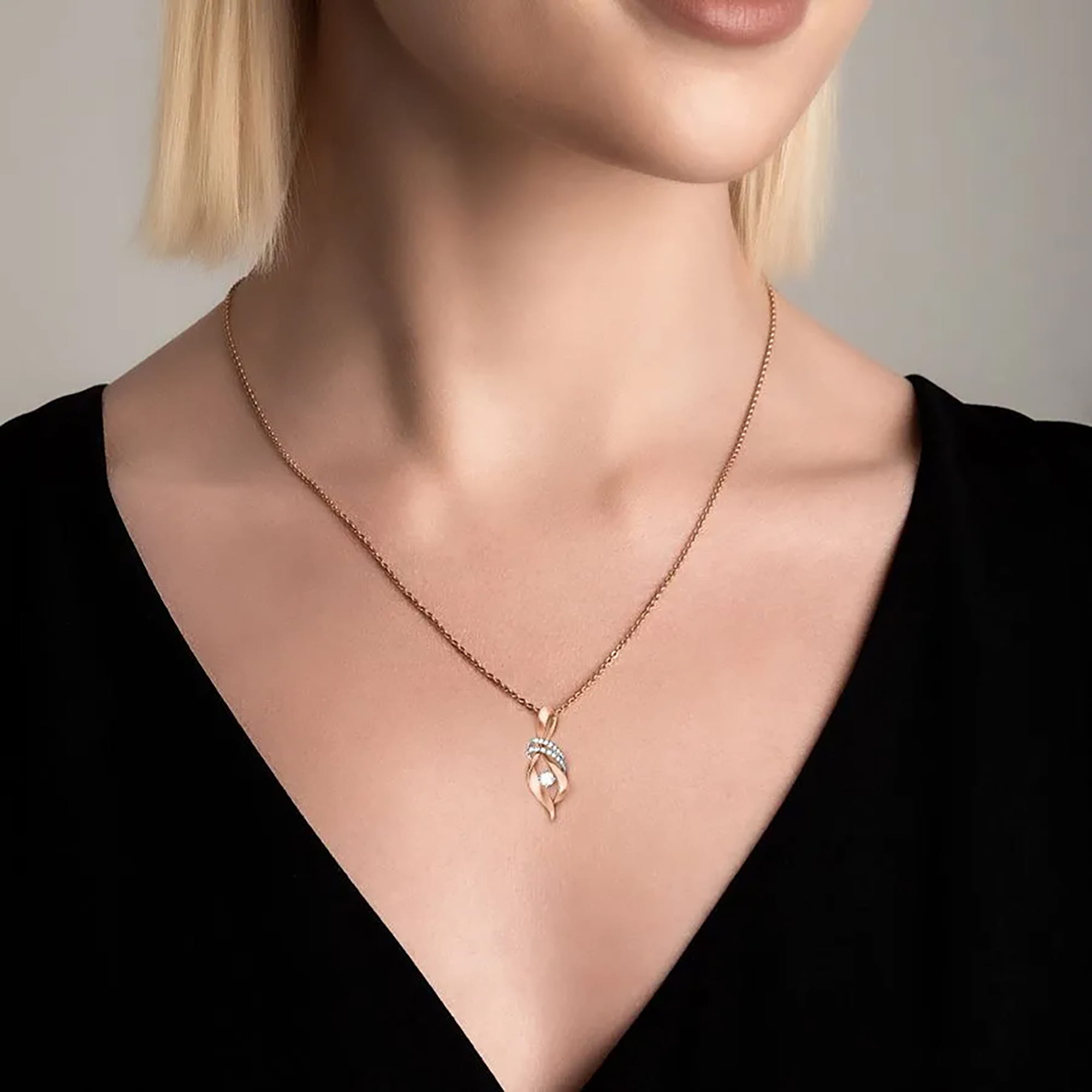 Кулон из золота 585 пробы с фианитом SANIS 01-314459 Золото 585 пр.