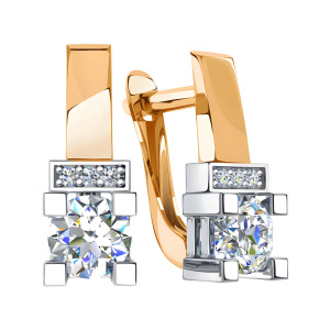 Серьги из золота 585 пробы с фианитом SANIS 01-217237