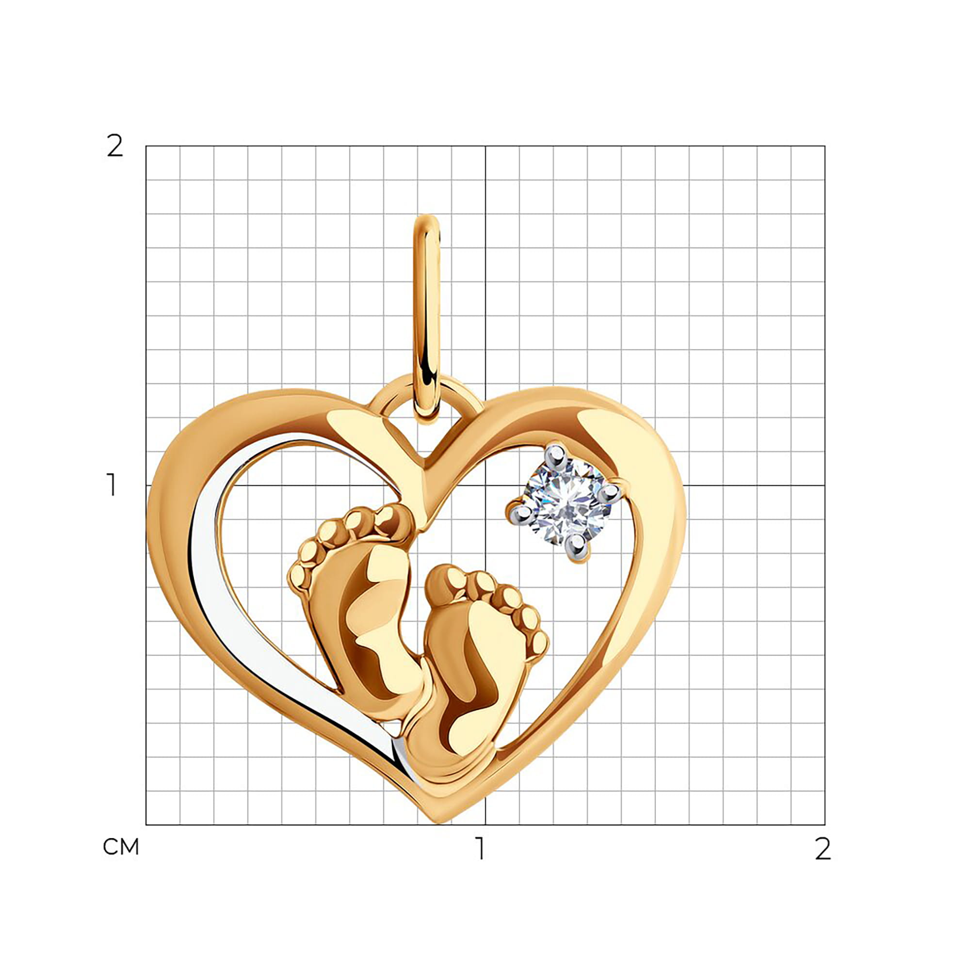 Кулон из золота 585 пробы с фианитом SOKOLOV 51-130-02014-1 Золото 585 пр.