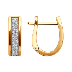 Серьги из золота 585 пробы с фианитом SOKOLOV 0200412