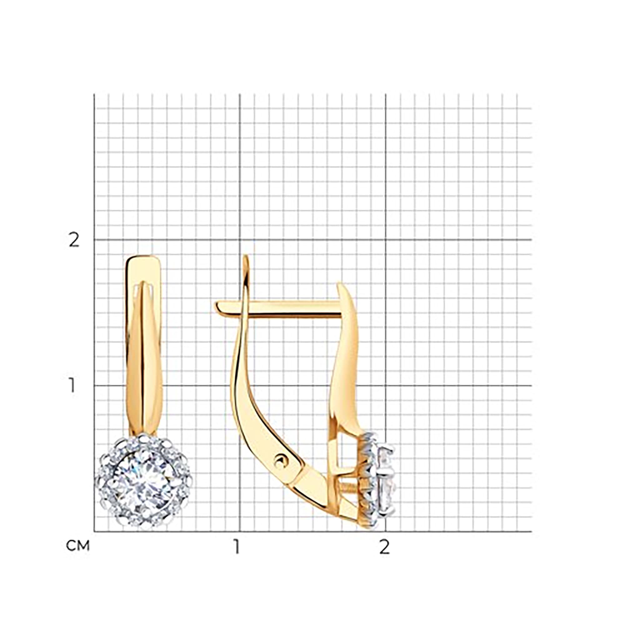 Серьги из золота 585 пробы с фианитом SOKOLOV 51-120-02211-1 Золото 585 пр.