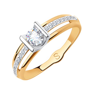 Кольцо из золота 585 пробы с фианитом SOKOLOV 018250