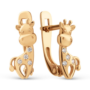 Серьги из золота 585 пробы с фианитом DINASTIA 031672-1100