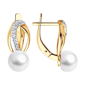 Серьги из золота 585 пробы с жемчугом SOKOLOV 51-320-02362-1