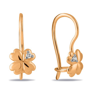 Серьги из золота 585 пробы с фианитом SANIS 01-215575