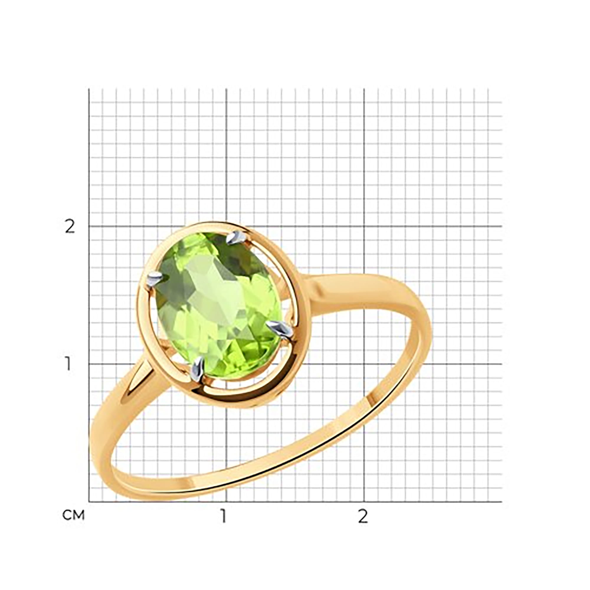 Кольцо из золота 585 пробы с хризолитом SOKOLOV 51-310-01927-3 Золото 585 пр.