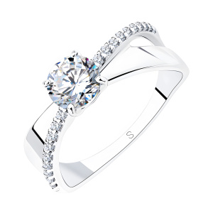 Кольцо из серебра 925 пробы с фианитом SOKOLOV 94012676