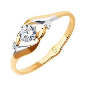 Кольцо из золота 585 пробы с фианитом SOKOLOV 017991