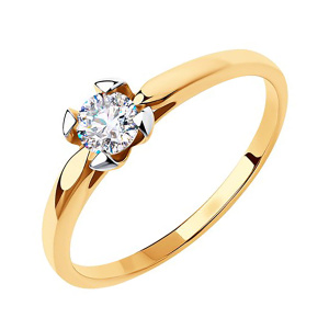 Кольцо из золота 585 пробы с фианитом SOKOLOV 51-110-00793-1