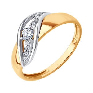 Кольцо из золота 585 пробы с фианитом SOKOLOV 019552