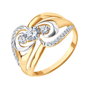 Кольцо из золота 585 пробы с фианитом SOKOLOV 019553