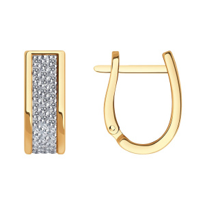 Серьги из золота 585 пробы с фианитом SOKOLOV 0200380