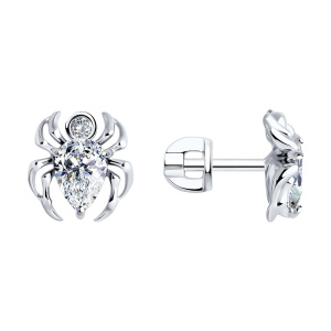 Серьги из серебра 925 пробы с фианитом SOKOLOV 94026650
