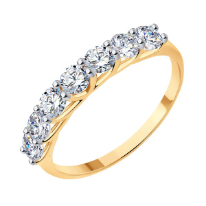 Кольцо из золота 585 пробы с фианитом SOKOLOV 017052