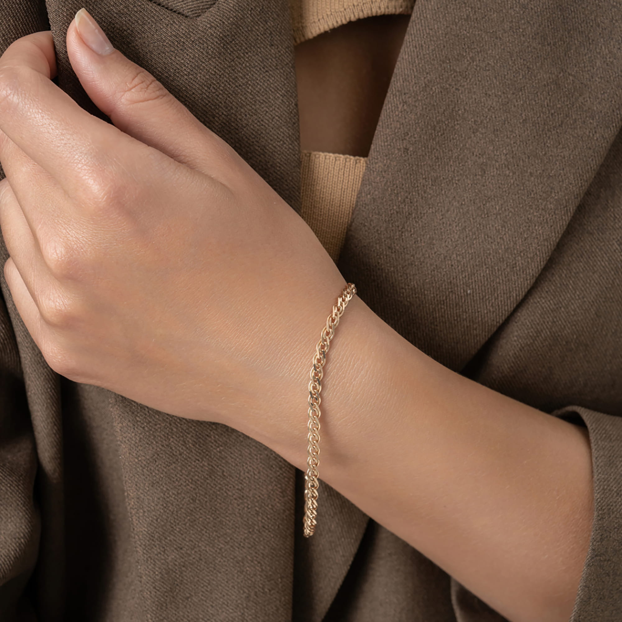 Браслет из золота 585 пробы KRASTSVETMET НБ 12-200 d.0.70 Золото 585 пр.