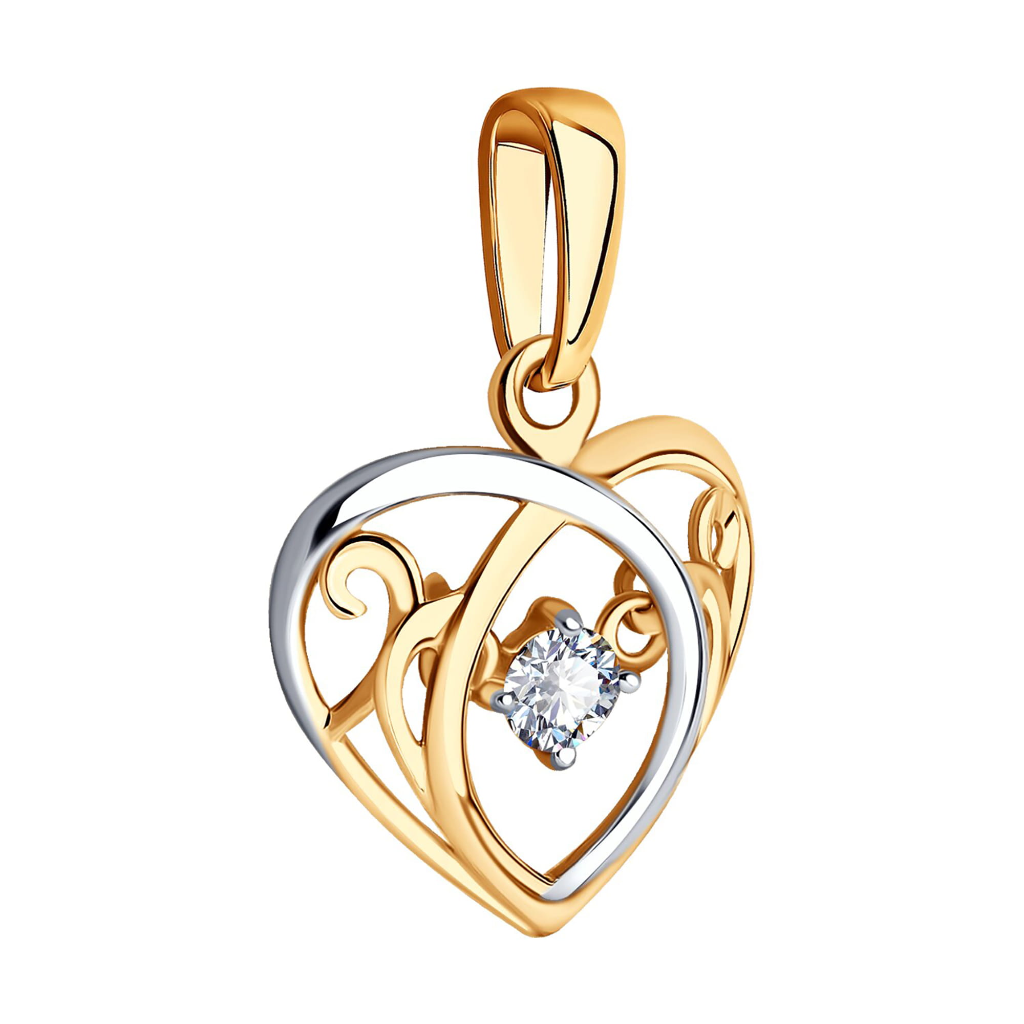 Кулон из золота 585 пробы с фианитом SOKOLOV 035612 Золото 585 пр.