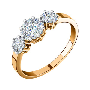 Кольцо из золота 585 пробы с фианитом SANIS 01-118064