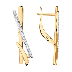 Серьги из золота 585 пробы с фианитом SOKOLOV 028540