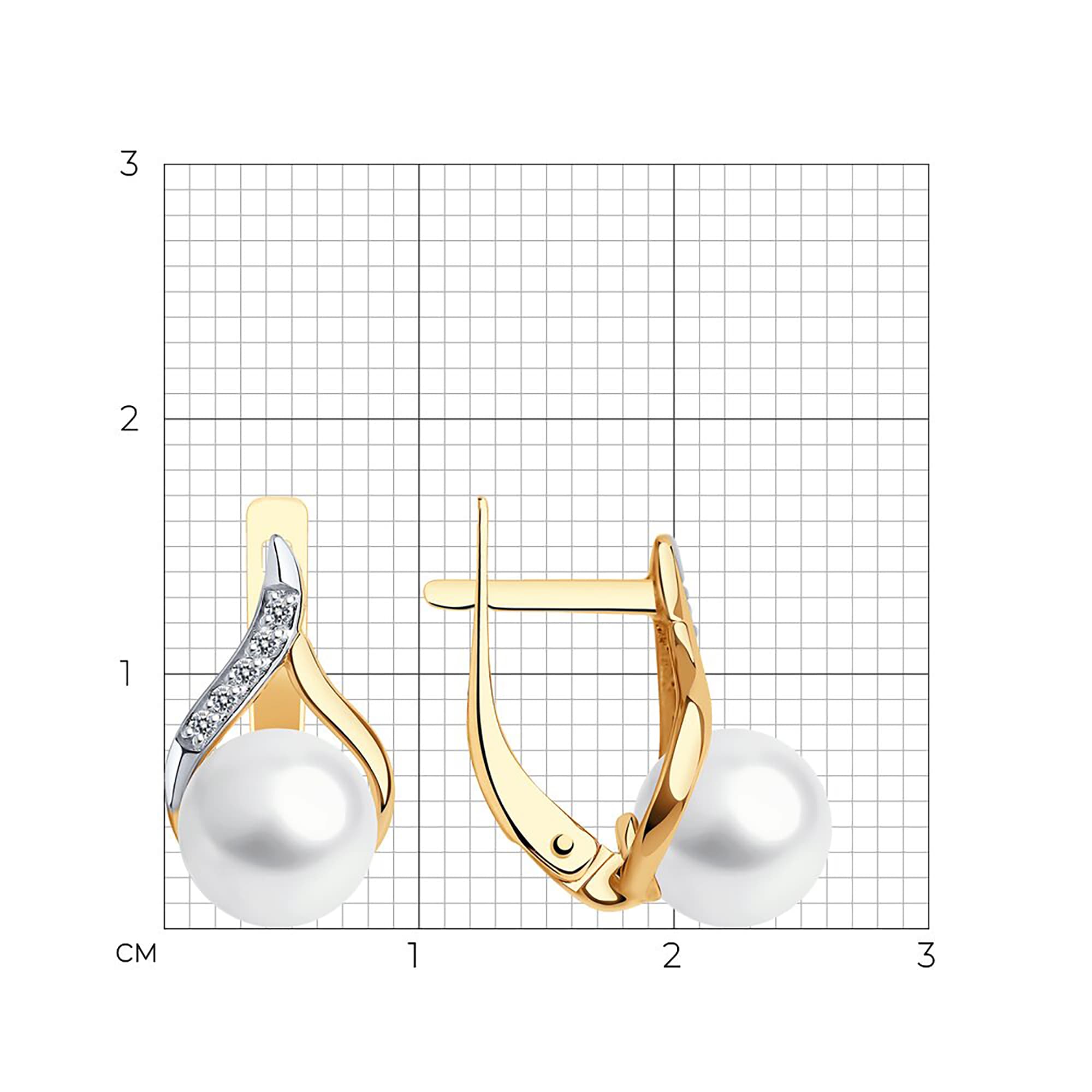 Серьги из золота 585 пробы с жемчугом SOKOLOV 792374 Золото 585 пр.