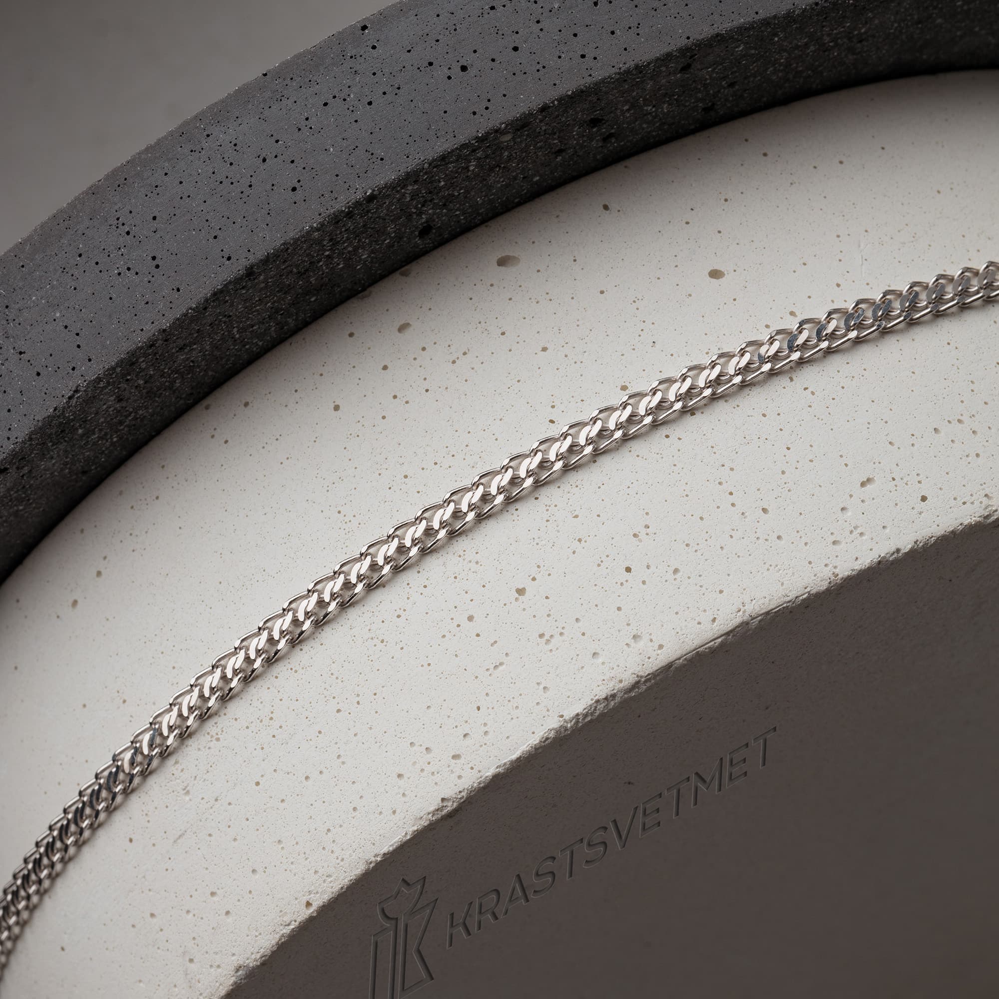 Цепь из серебра 925 пробы KRASTSVETMET НЦ 22-040Ю-3 d.0,50 