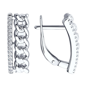 Серьги из серебра 925 пробы с фианитом SOKOLOV 94026798