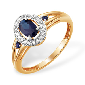 Кольцо из золота 585 пробы с сапфиром гидротермальным EFREMOV К13414975