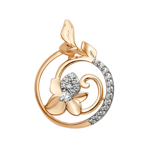 Кулон из золота 585 пробы с фианитом DINASTIA 102098-1102