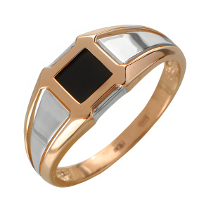 Кольцо из золота 585 пробы с ониксом SANIS 0035-55
