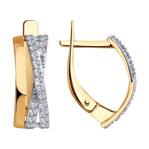 Серьги из золота 585 пробы с фианитом SOKOLOV 028152