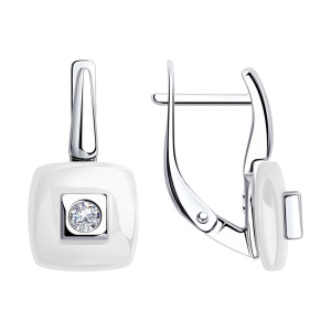 Серьги из серебра 925 пробы с керамикой SOKOLOV 94-120-01278-2