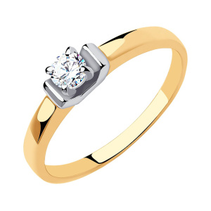 Кольцо из золота 585 пробы с фианитом SOKOLOV 51-110-00802-1