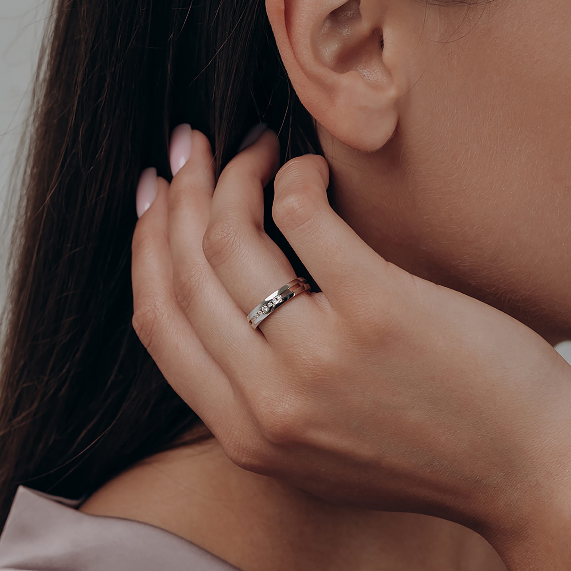 Кольцо из золота 585 пробы с бриллиантом GRAF КОЛЬЦОВ Н-ЕК-1-7бр/бк Золото 585 пр.