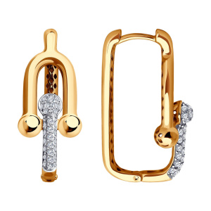 Серьги из золота 585 пробы с фианитом SOKOLOV 0200322