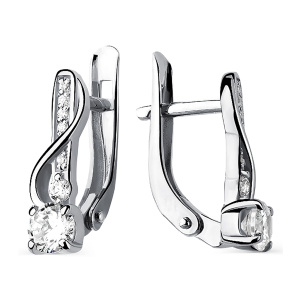 Серьги из серебра 925 пробы с фианитом АЛМАЗ-ХОЛДИНГ 320701F647