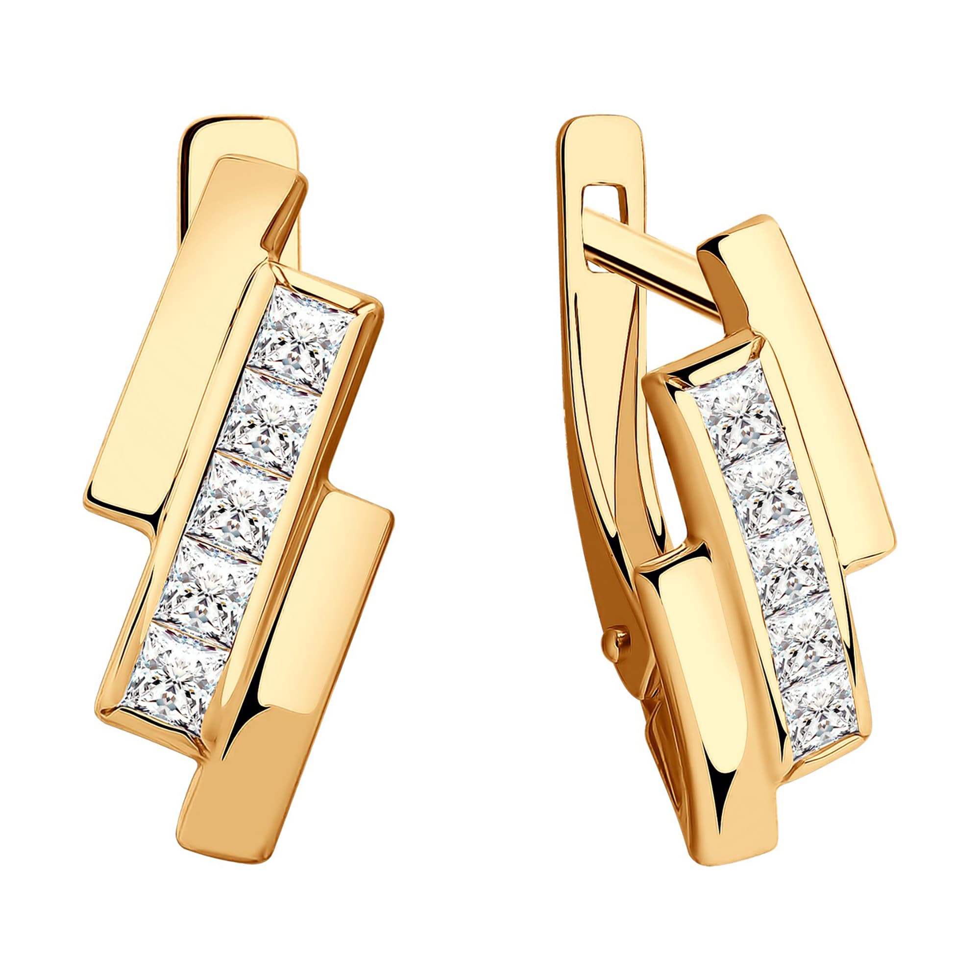 Серьги из золота 585 пробы с фианитом SOKOLOV 028758 Золото 585 пр.