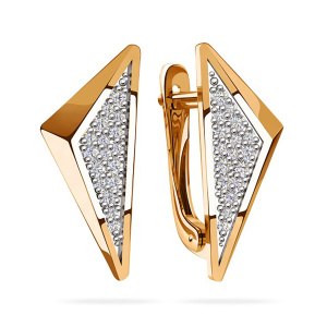 Серьги из золота 585 пробы с фианитом SANIS 01-217455