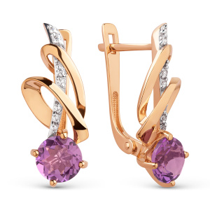 Серьги из золота 585 пробы с фианитом DINASTIA 030932-1102