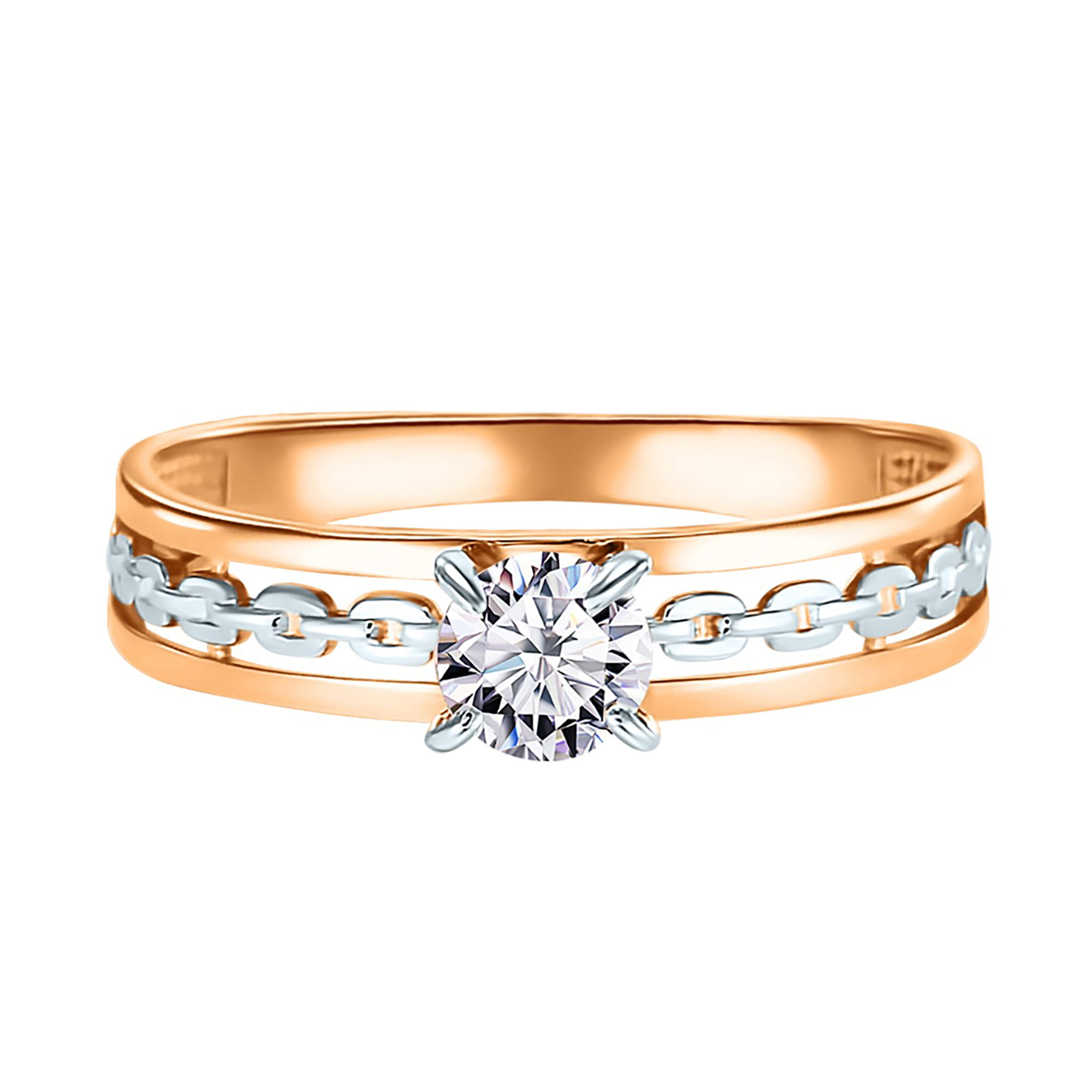 Кольцо из золота 585 пробы с фианитом ГОЛДЕН ГЛОБ КольцоКЛ-28/16,5/бцФ/з585 Золото 585 пр.