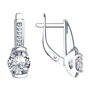 Серьги из серебра 925 пробы с фианитом SOKOLOV 94022951