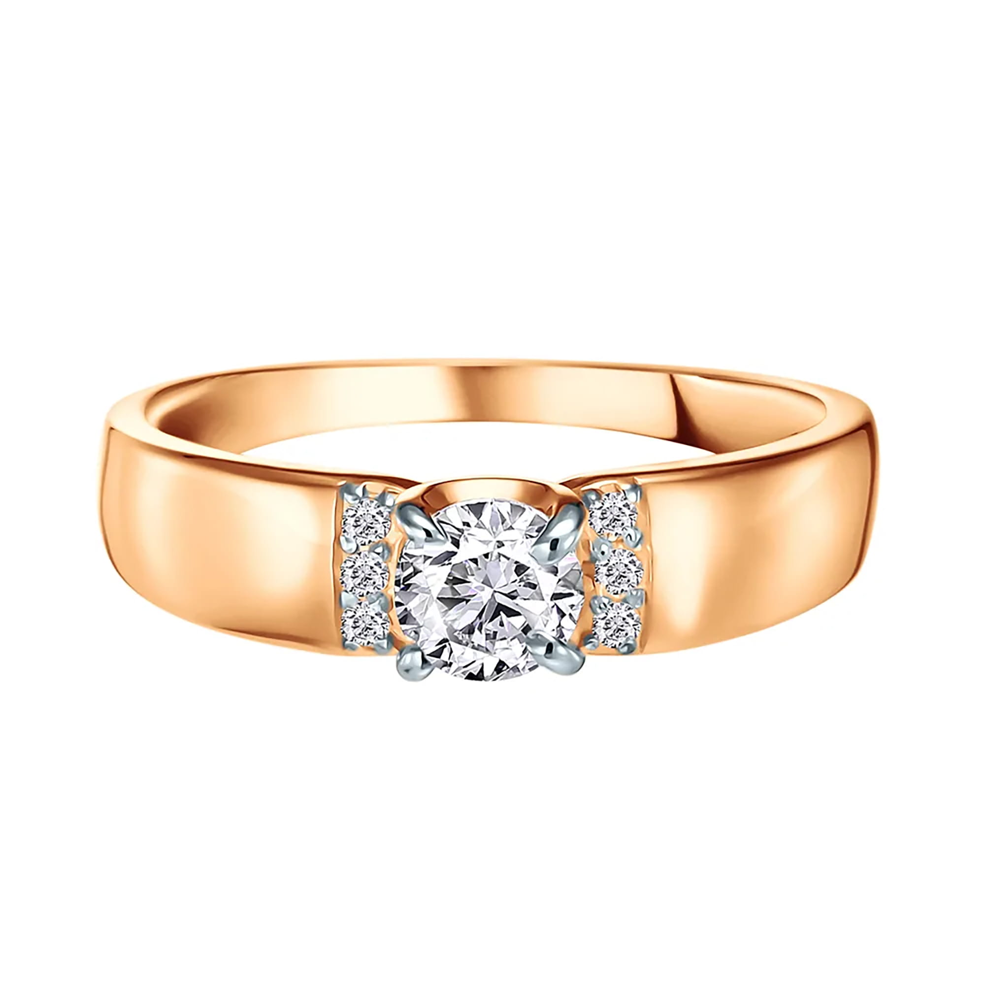 Кольцо из золота 585 пробы с фианитом ГОЛДЕН ГЛОБ КольцоКЛ-21/21,0/бцФ/з585 Золото 585 пр.