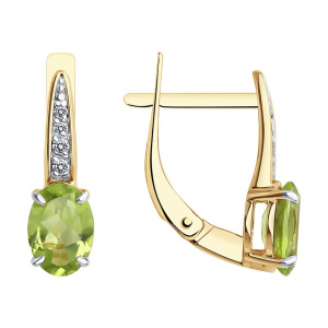 Серьги из золота 585 пробы с хризолитом SOKOLOV 51-320-01933-1