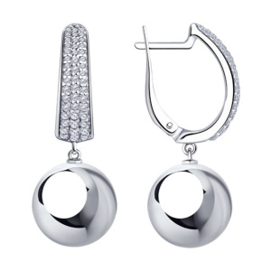 Серьги из серебра 925 пробы с фианитом SOKOLOV 94023919